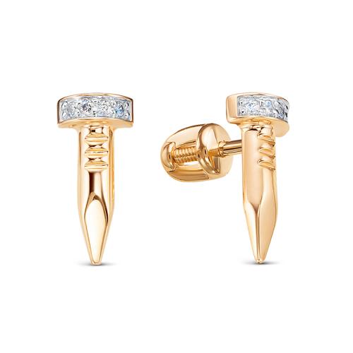 Золотые серьги пусеты-гвоздики с фианитом DEL'TA 0504734