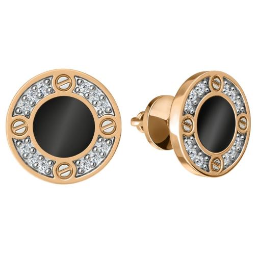 Золотые серьги пусеты-гвоздики с фианитом SANIS 08-258716