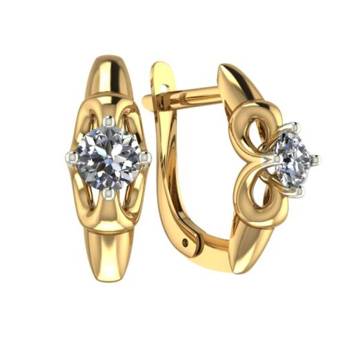 Золотые серьги с фианитом SANIS 08-258867