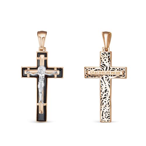 Золотая подвеска крест с ониксом BERGER 080001