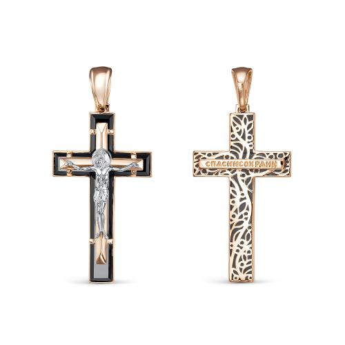 Золотая подвеска крест с ониксом BERGER 080006 Золотая подвеска крест с ониксом BERGER 080006