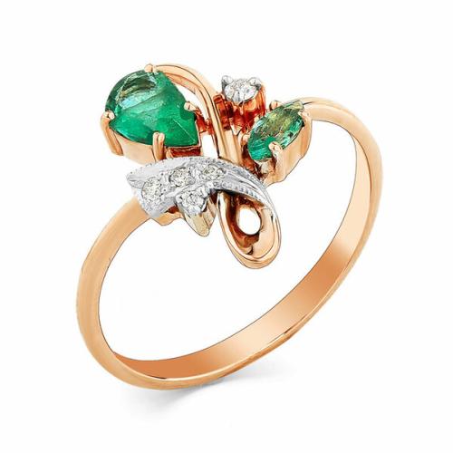 Золотое кольцо с бриллиантом и изумрудом МАСТЕР БРИЛЛИАНТ 1-104-922