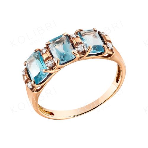 Золотое кольцо с топазом и фианитом БОЛЬШАКОВ 1-494т Золотое кольцо с топазом и фианитом БОЛЬШАКОВ 1-494т