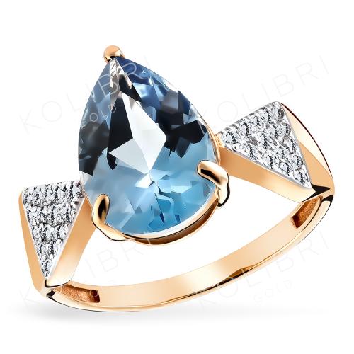 Золотое кольцо с сапфиром гидротермальным и фианитом БОЛЬШАКОВ 1-783с Золотое кольцо с сапфиром гидротермальным и фианитом БОЛЬШАКОВ 1-783с