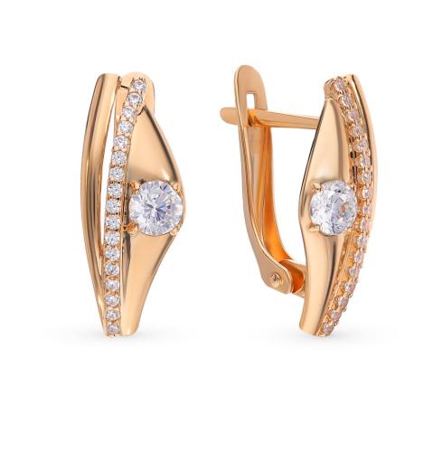 Золотые серьги с фианитом ВЫСТАВКА 10-00-0001-26176