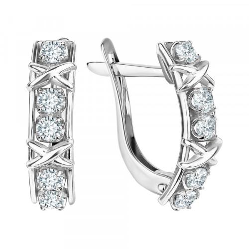 Серьги из белого золота с фианитом ТАЛАНТ 10-12-0001-29629