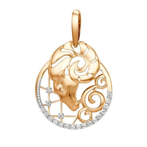 Золотая подвеска знак зодиака с фианитом ДИНАСТИЯ 101098-1102