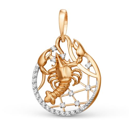 Золотая подвеска знак зодиака с фианитом ДИНАСТИЯ 101158-1102