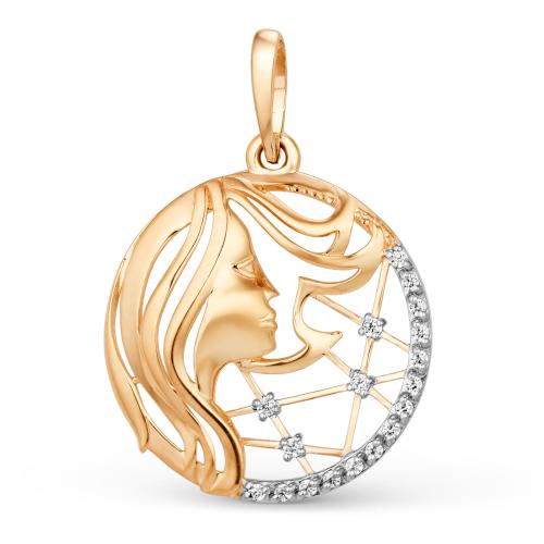 Золотая подвеска знак зодиака с фианитом ДИНАСТИЯ 101168-1102
