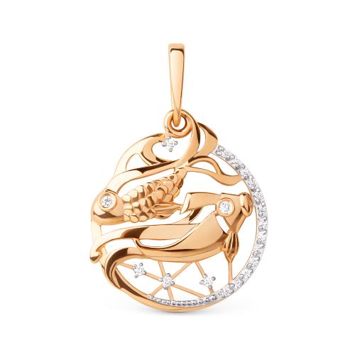 Золотая подвеска знак зодиака с фианитом ДИНАСТИЯ 101178-1102
