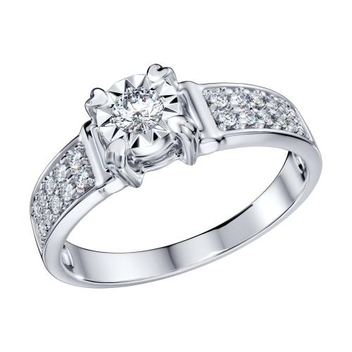 Помолвочное кольцо из белого золота с бриллиантом SOKOLOV 1011803