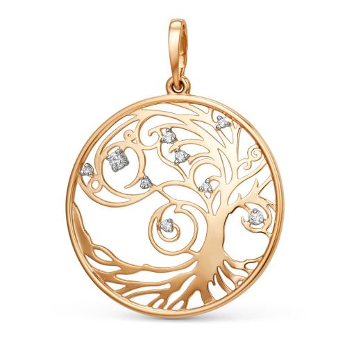 Золотая подвеска с фианитом ДИНАСТИЯ 101828-1102