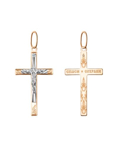 Золотая подвеска крест с фианитом ГОЛДЕН ГЛОБ 102-СК-26.09-02