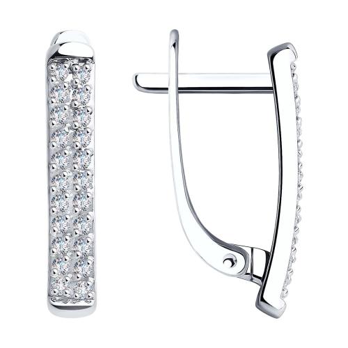 Серьги дорожки из белого золота с бриллиантом SOKOLOV 1021004