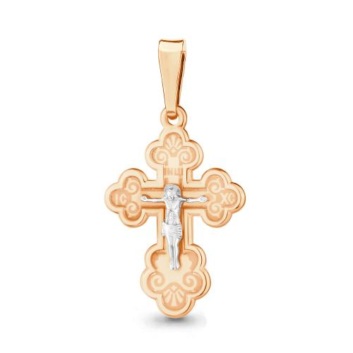 Золотая подвеска крест АКВАМАРИН 10288