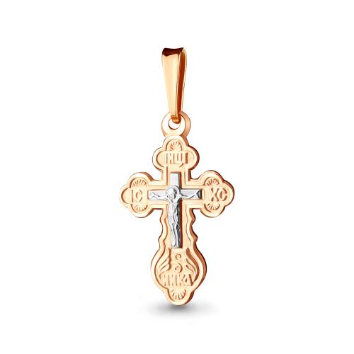 Золотая подвеска крест АКВАМАРИН 10334