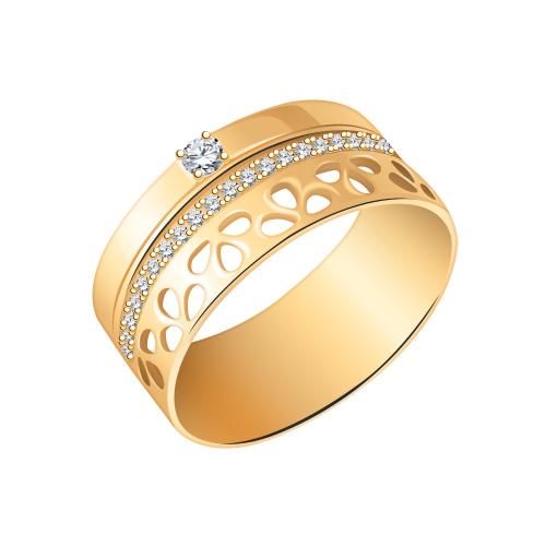 Золотое обручальное кольцо с фианитом АТОЛЛ 10820