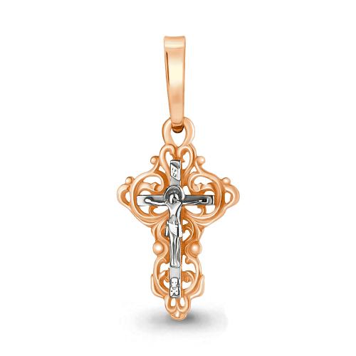 Золотая подвеска крест АКВАМАРИН 11425