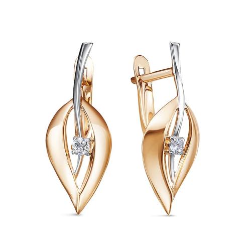 Золотые серьги с фианитом DEL'TA 1201223