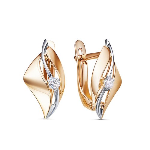 Золотые серьги с фианитом DEL'TA 1201226