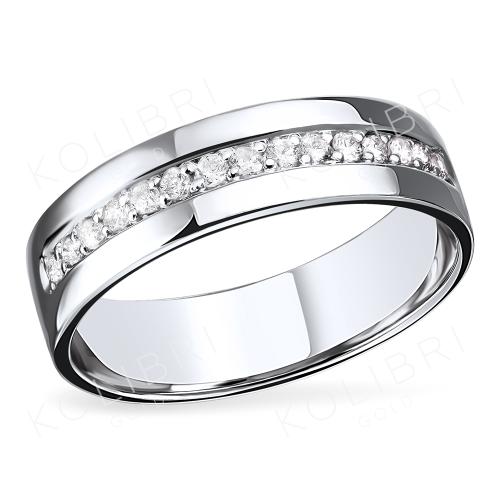 Кольцо дорожка из белого золота с бриллиантом АЛЬКОР 12014-200