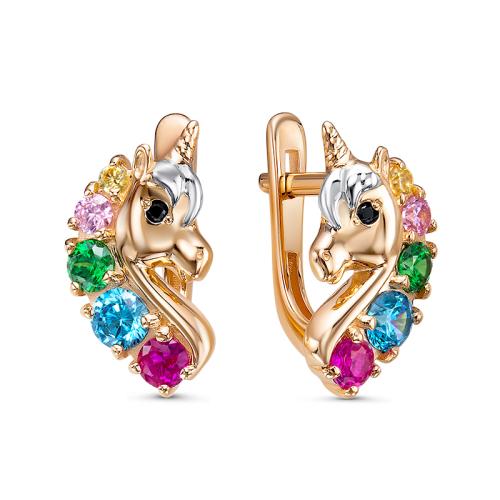 Золотые серьги с фианитом DEL'TA 1202572