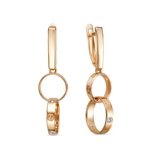 Золотые длинные серьги с фианитом DEL'TA 1202643 Золотые длинные серьги с фианитом DEL'TA 1202643