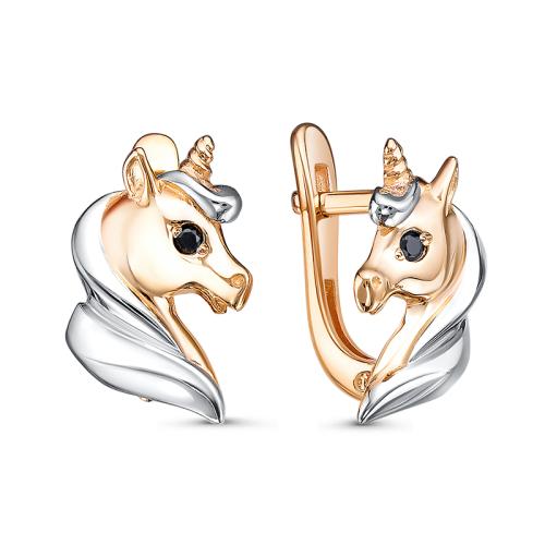 Золотые серьги с фианитом DEL'TA 1202649