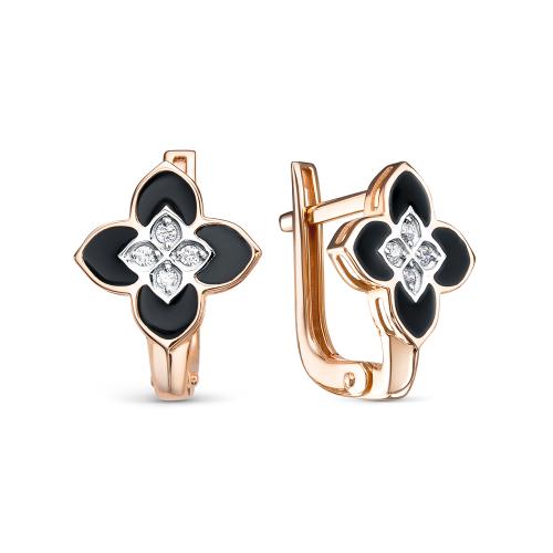 Золотые серьги с эмалью и фианитом BERGER 120283 Золотые серьги с эмалью и фианитом BERGER 120283