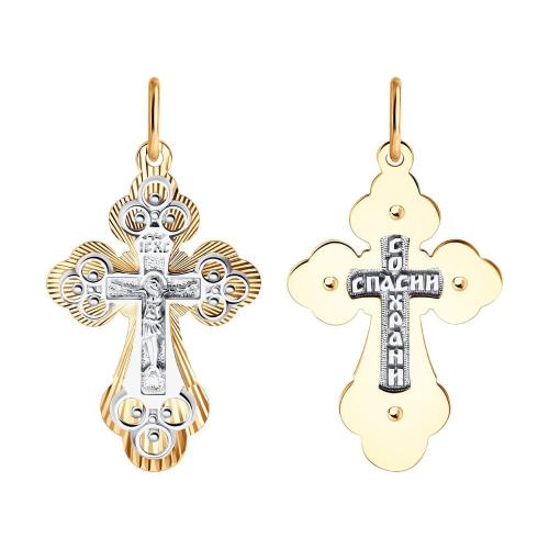 Золотая подвеска крест SOKOLOV 120314
