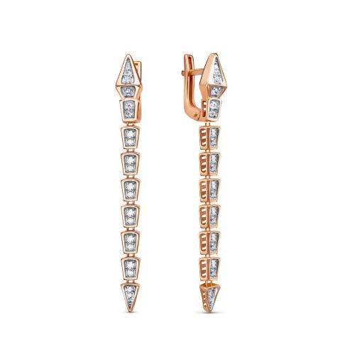 Золотые длинные серьги с фианитом BERGER 120361 Золотые длинные серьги с фианитом BERGER 120361