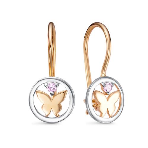 Золотые серьги с фианитом DEL'TA 1204356 Золотые серьги с фианитом DEL'TA 1204356