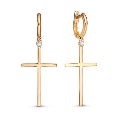 Золотые длинные серьги с фианитом DEL'TA 1204518