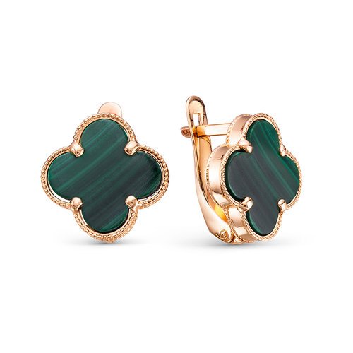Золотые серьги с малахитом DEL'TA 1205023