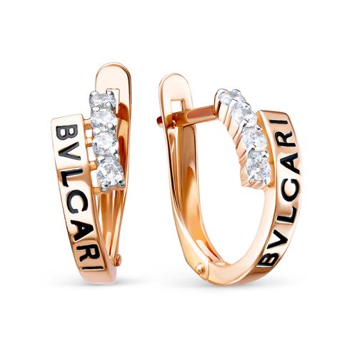 Золотые серьги с эмалью и фианитом DEL'TA 1205445 Золотые серьги с эмалью и фианитом DEL'TA 1205445