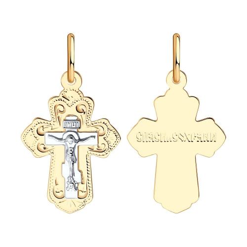 Золотая подвеска крест SOKOLOV 121101