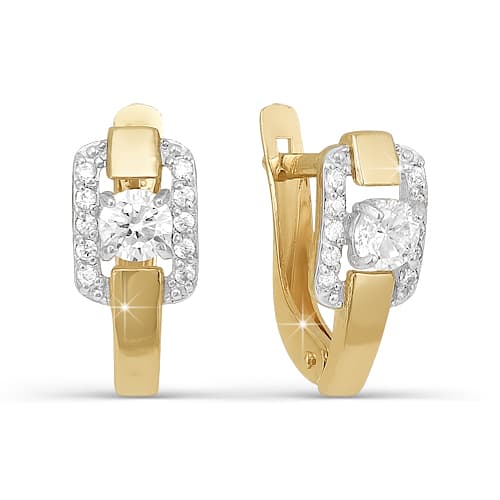 Золотые серьги с фианитом DEL'TA 121792