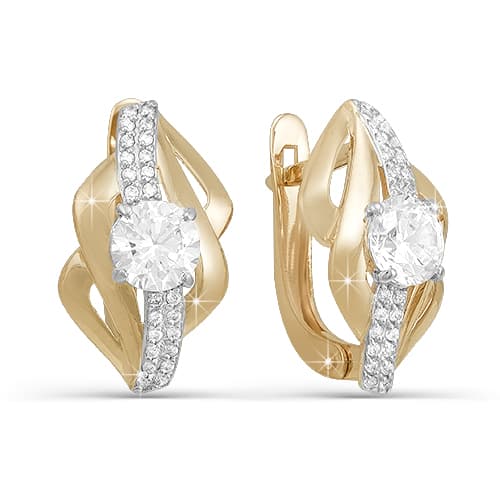 Золотые серьги с фианитом DEL'TA 121813