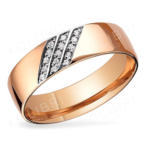 Золотое кольцо дорожка с бриллиантом АЛЬКОР 12236-100