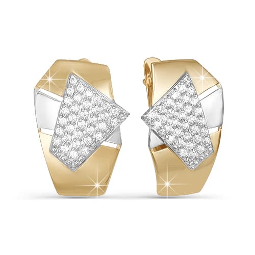 Золотые серьги с фианитом DEL'TA 122796