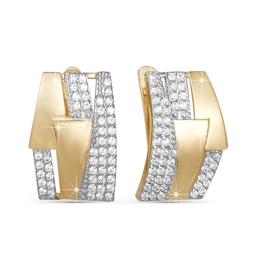 Золотые серьги с фианитом DEL'TA 122799