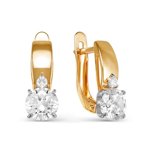 Золотые серьги с фианитом DEL'TA 124458