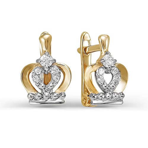 Золотые серьги с фианитом DEL'TA 124701