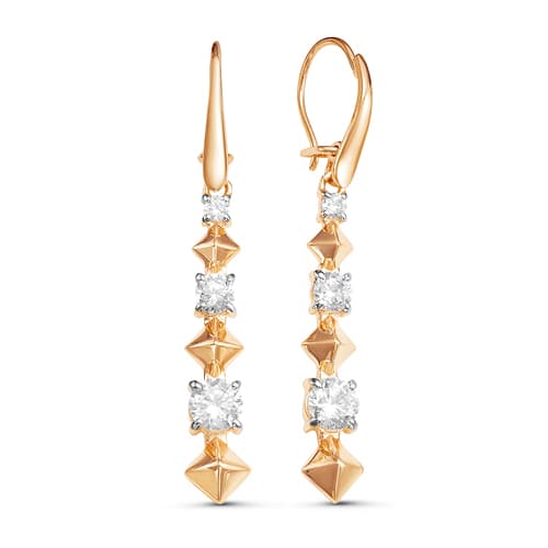 Золотые длинные серьги с фианитом DEL'TA 125102