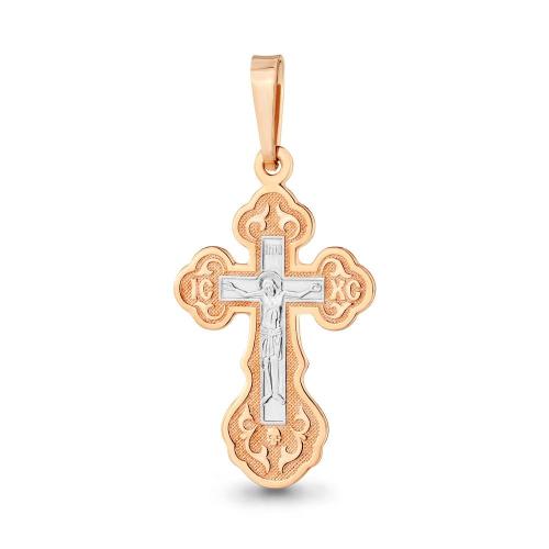 Золотая подвеска крест АКВАМАРИН 12556