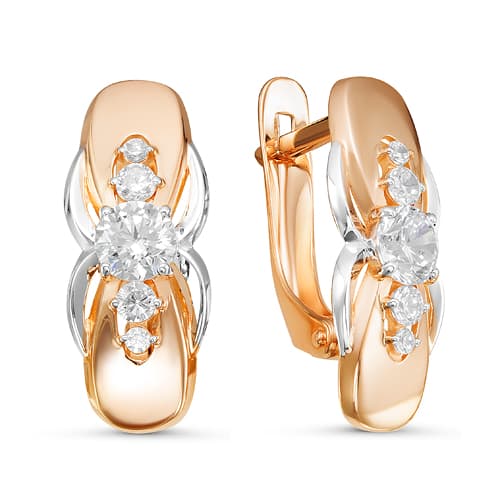 Золотые серьги с фианитом DEL'TA 126521