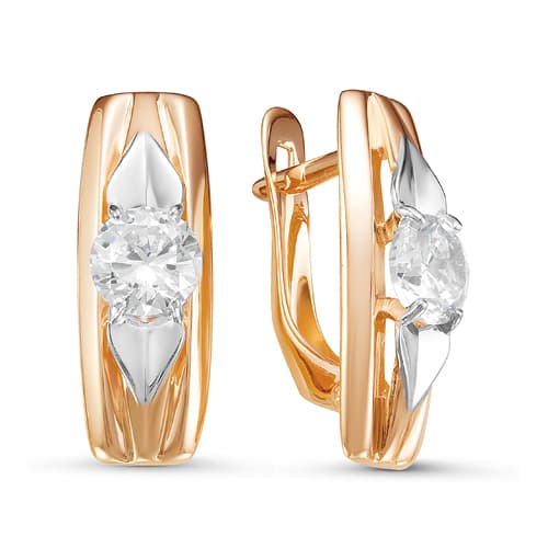 Золотые серьги с фианитом DEL'TA 126759