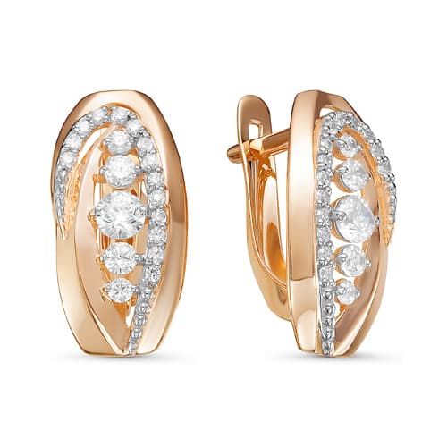 Золотые серьги с фианитом DEL'TA 126941