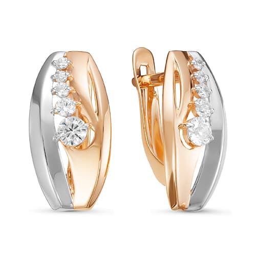 Золотые серьги с фианитом DEL'TA 126942