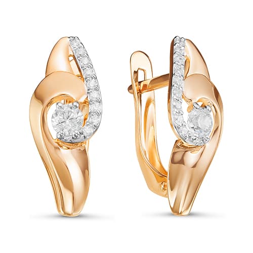 Золотые серьги с фианитом DEL'TA 127065